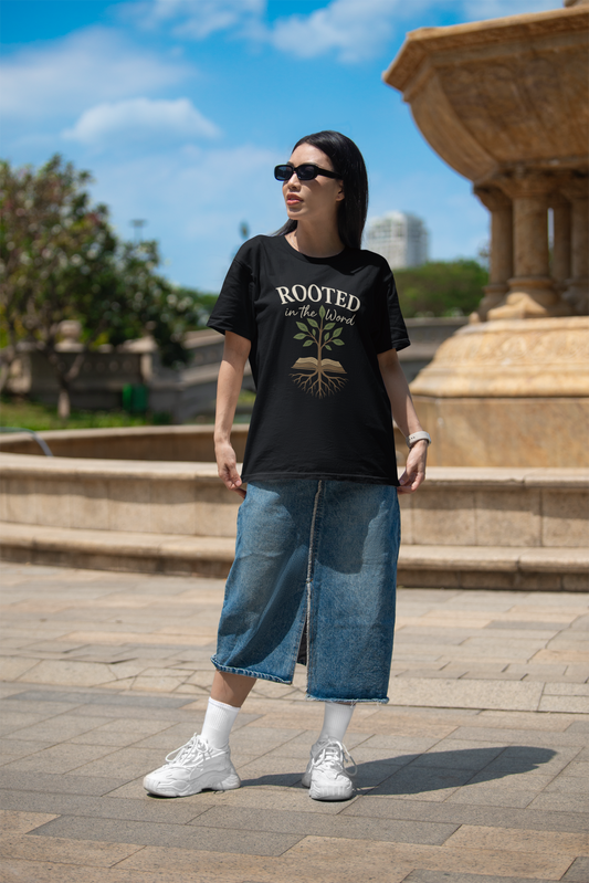 “Rooted In The Word” Religious T-Shirt – Faith-Driven Bible Message