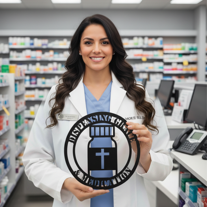 Christian Sign for Nurse, Pharmacist | Dispensing Grace Wall Art | Medical Professional Gift
