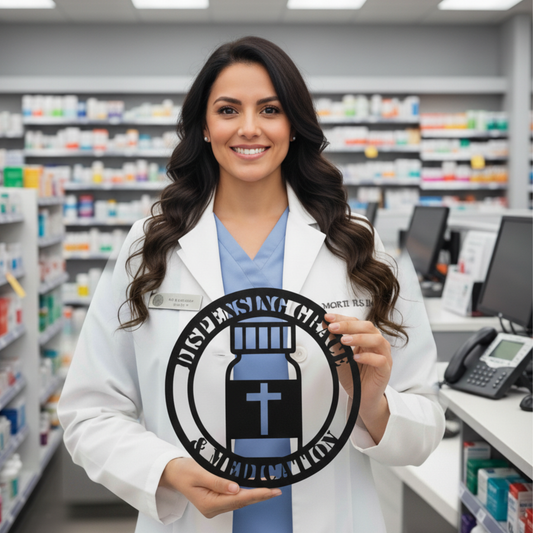 Christian Sign for Nurse, Pharmacist | Dispensing Grace Wall Art | Medical Professional Gift