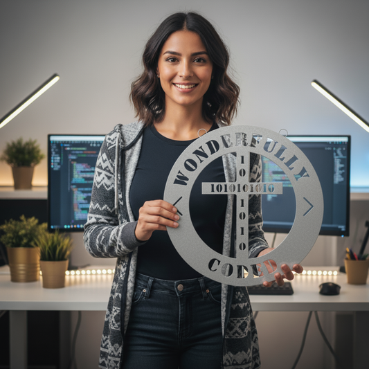 Christian Coder Gift | Wonderfully Coded Metal Sign | Programmer Wall Art