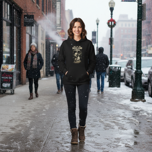 "I'm on the Rock and I Roll" Hoodie - Unisex Heavy Blend Christian Hoodie for Relaxation & Faith