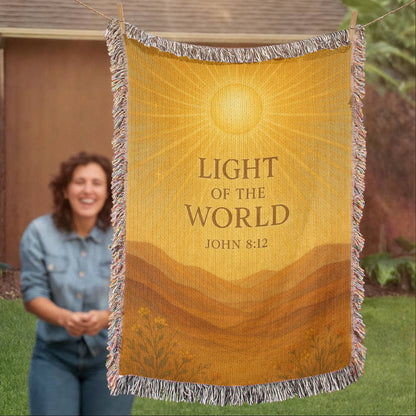"Light of the World John 8:12", Christian woven blanket