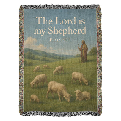 “The Lord Is My Shepherd” Christian Woven religious Blanket – "Psalm 23:1"
