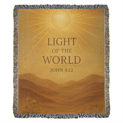 "Light of the World John 8:12", Christian woven blanket