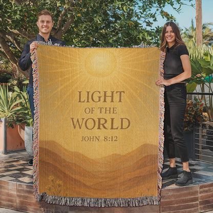 "Light of the World John 8:12", Christian woven blanket