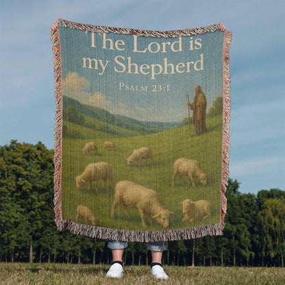 “The Lord Is My Shepherd” Christian Woven religious Blanket – "Psalm 23:1"