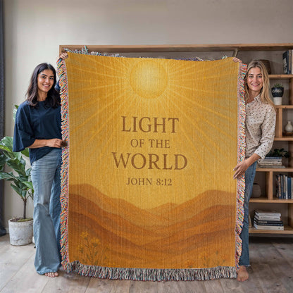 "Light of the World John 8:12", Christian woven blanket