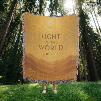 "Light of the World John 8:12", Christian woven blanket