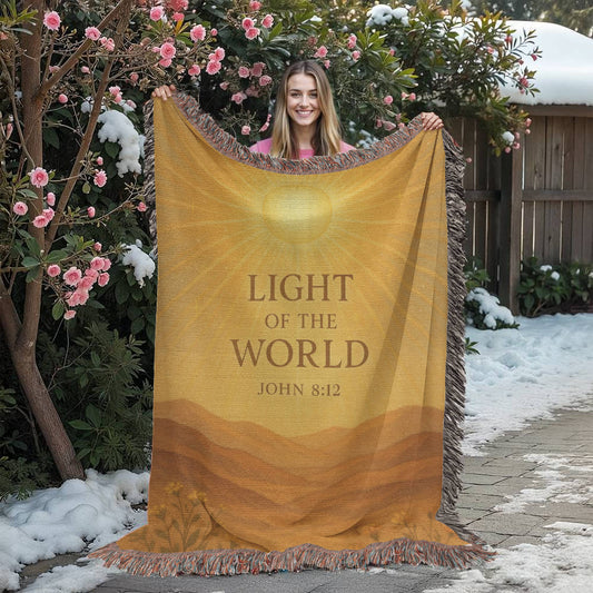 "Light of the World John 8:12", Christian woven blanket