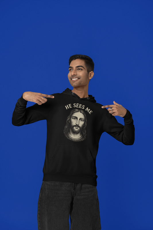 “He Sees Me” Religious Hoodie – Unisex Pullover for Comfort and Faith